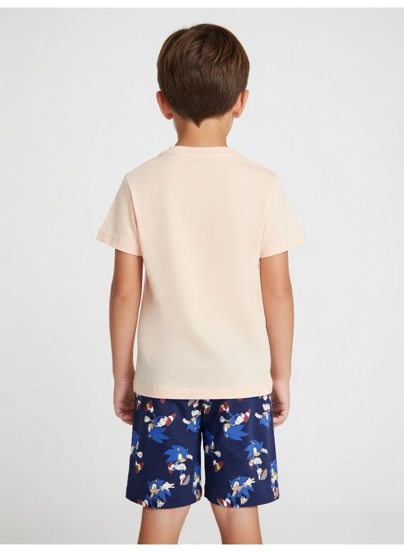 Sonic | Boys Short Sleeve T-Shirt & Shorts Set | Beige - Image 2